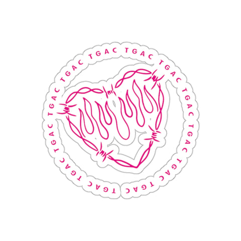 Pink Flaming Heart Stickers